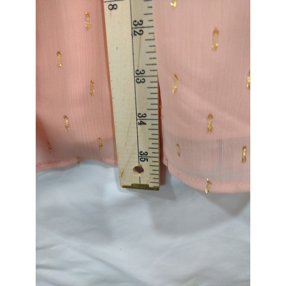 LC Lauren Conrad Peach Gold Polka Dot Chiffon Tiered Maxi‎ Dress Size 2X - Picture 8 of 12